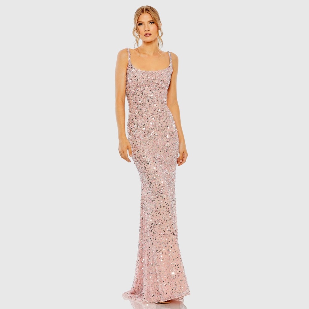MAC DUGGAL
Pink Sequined Low Back Slip Gown - Picture 14 of 17